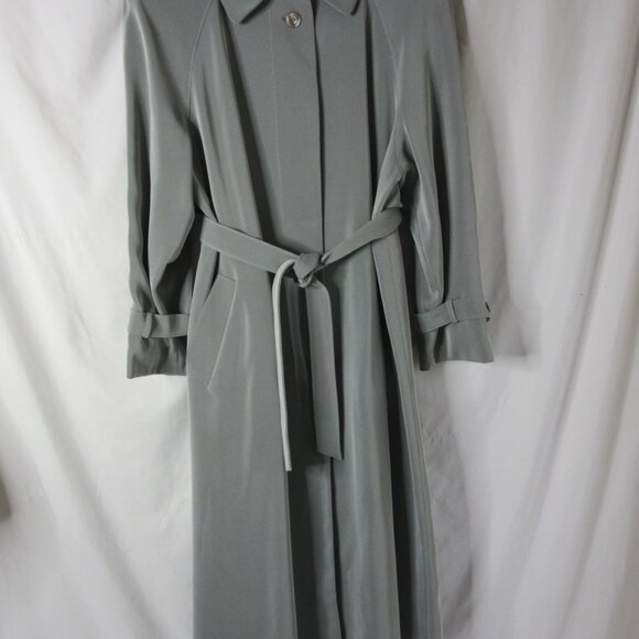 Utex Design Trench Coat Woman's Button Up Pockets Lined Full Length Gray Size 14 - Picture 11 of 15